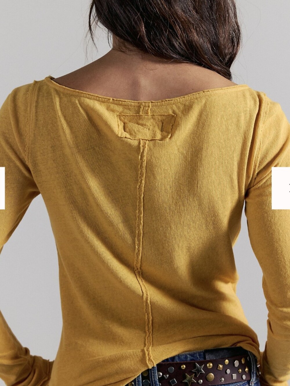 Free People We The Free Most Loved Long Sleeve Boatneck Tee in Golden Yellow - Picture 6 of 6